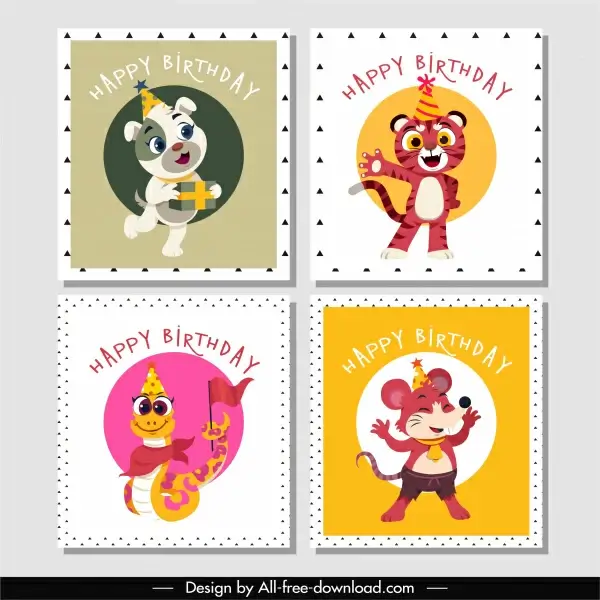 birthday stamp templates cute stylized animals sketch