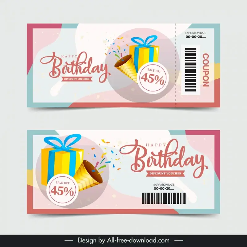 birthday voucher template modern dynamic gift confetti 