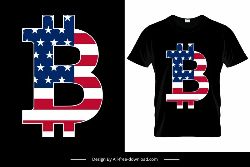 bitcoin tshirt template contrast modern design usa flag elements decor