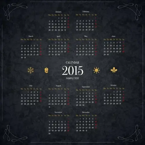 black15 new year calendar vector