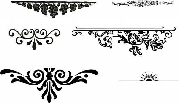 pattern design elements black white classical curves decor
