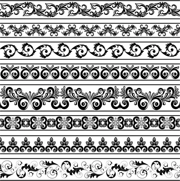 border elements collection retro repeating seamless symmetric shapes