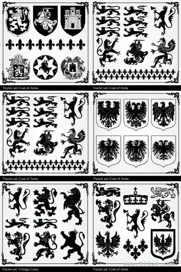 heraldic icons collection black white ancient decor