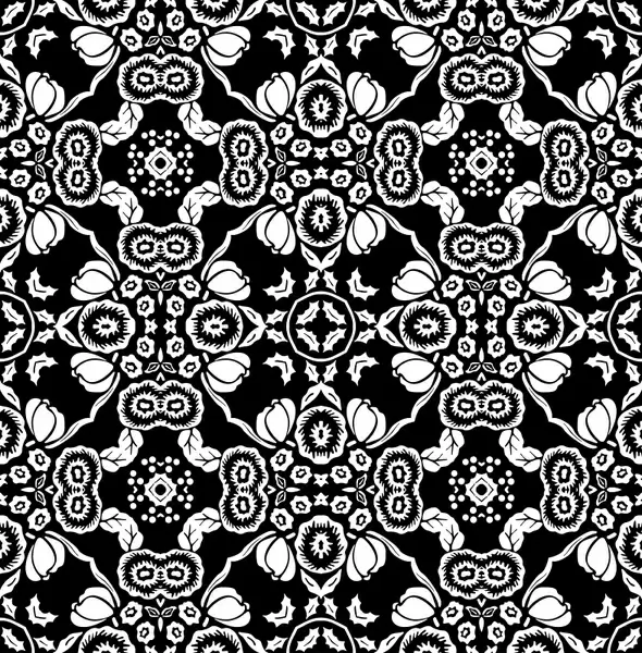 traditional pattern template black white seamless flowers decor