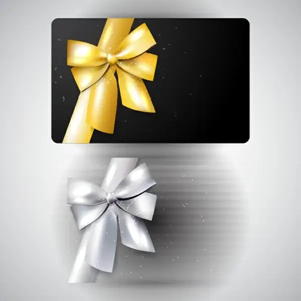 black cards with ornate ribbon bow vector