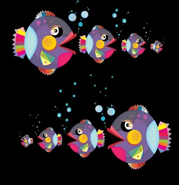 fishes background colorful objects layout funny design