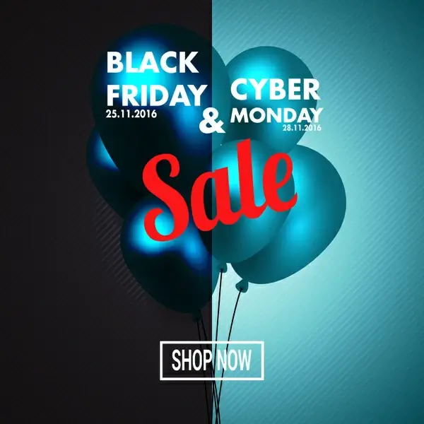 black friday and cyber monday poster dark and bright