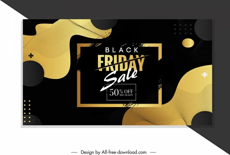 black friday discount banner template dynamic curves contrast frame