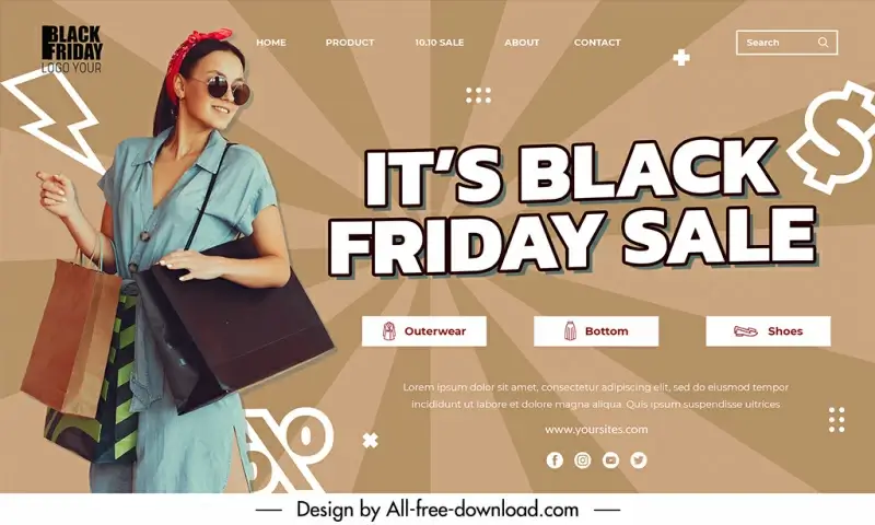 black friday landing page  template modern dynamic realistic design 