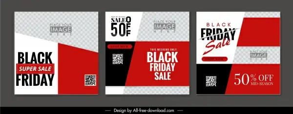 black friday leaflet templates red white checkered layout