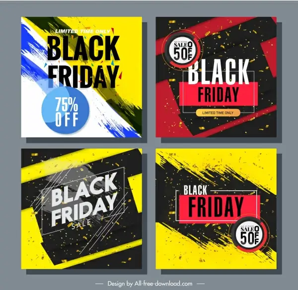 black friday posters templates modern colorful grunge dynamic