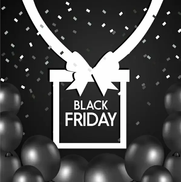 black friday sales banner black white ornament