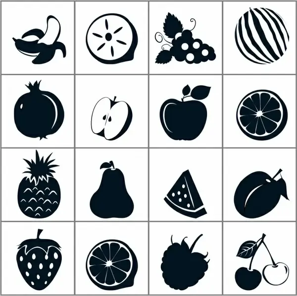 Black Fruit Icons