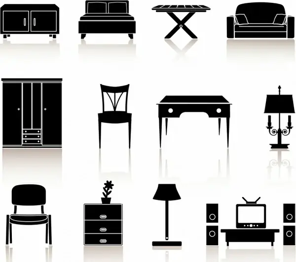 black n white icons - furniture