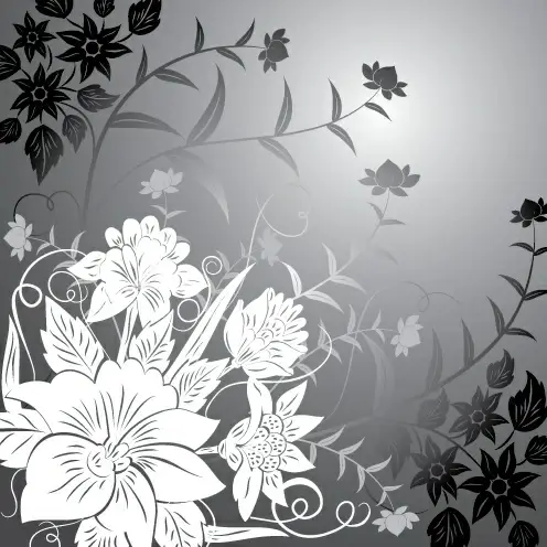 nature background flower icons black white decor