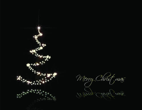 black style merry christmas cards vector