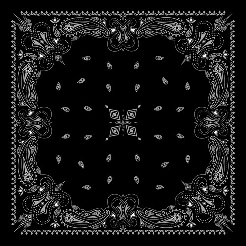 black with white bandana patterns design vector