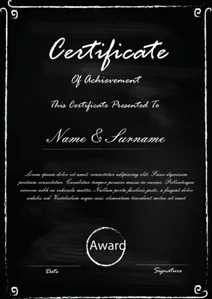 blackboard certificate template design concept