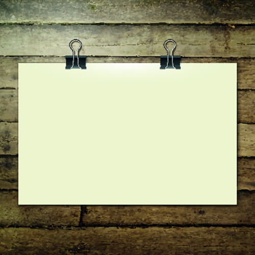 blank paper and paper clip background vector