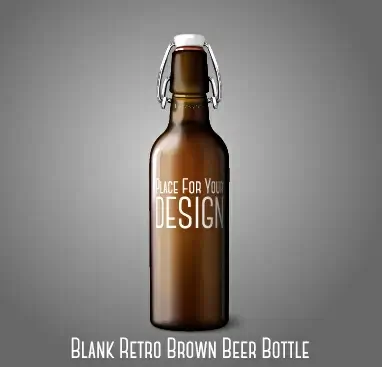 blank retro brown beer bottle vector