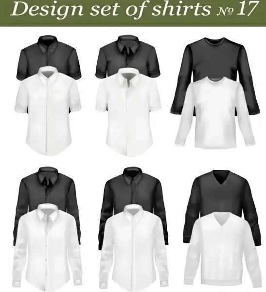 male shirt templates modern black white blank sketch