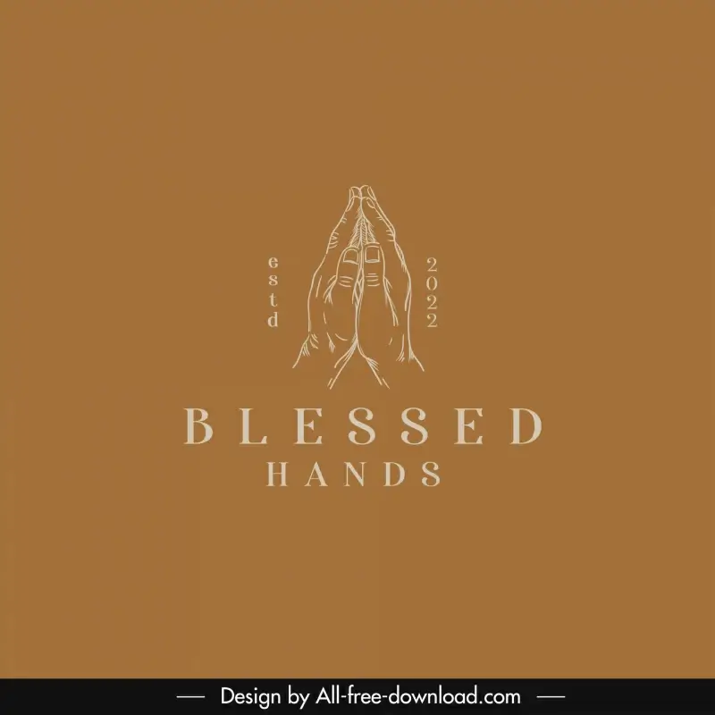 blessed hands logotype flat retro handdrawn symmetry