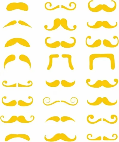 Blond moustache or mustache vector set