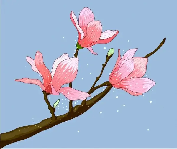 blooming cherry flowers painting multicolored decor