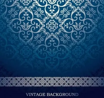 blue european pattern ornate vector