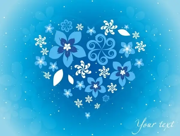 love background heart layout flowers icons blue decor