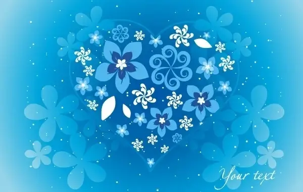 Blue Floral Heart