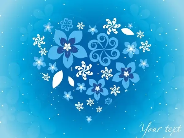blue floral heart