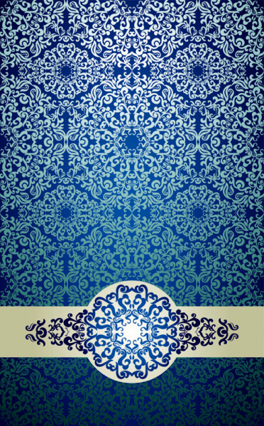 blue floral ornament vintage background vector