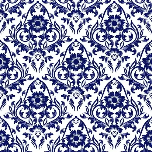 blue floral ornaments pattern seamless vector