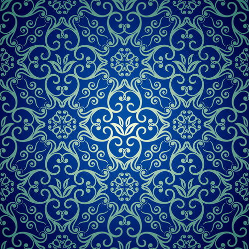 blue floral seamless pattern design vector