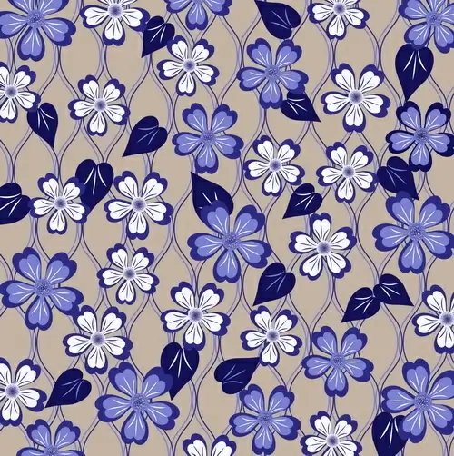 blue floral seamless pattern vector 