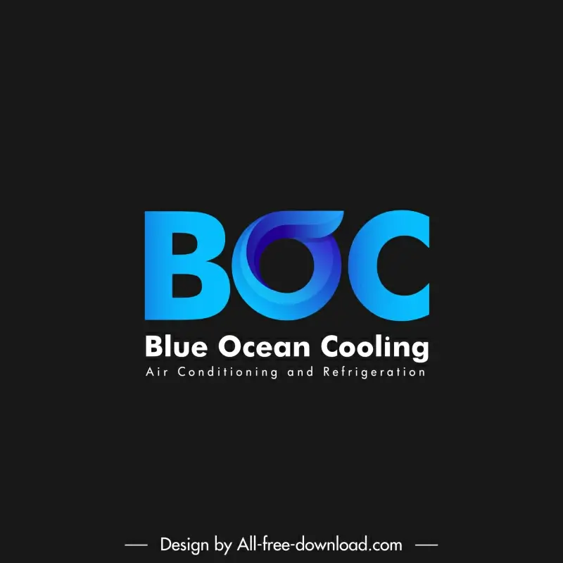 blue ocean cooling logo template elegant texts sketch