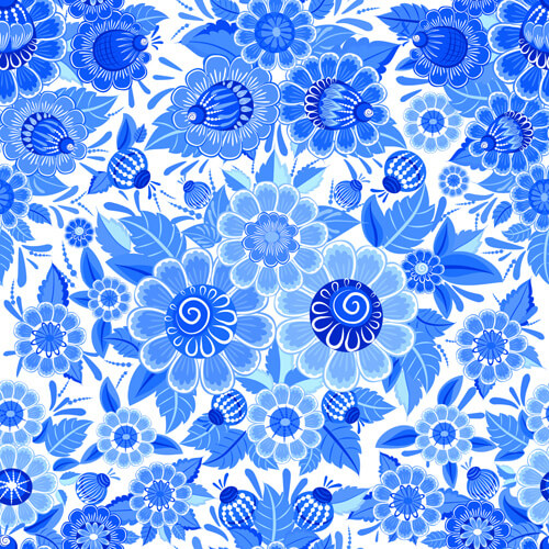 blue ornaments floral pattern vector