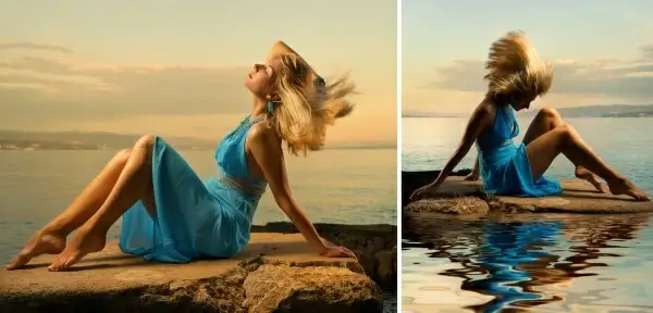 blue skirts woman seaside style highdefinition picture