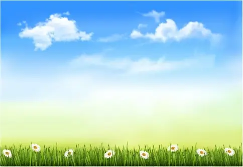 blue sky and white clouds in spring design vector