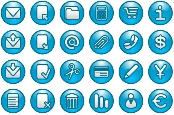 Blue Web Buttons Icon Set