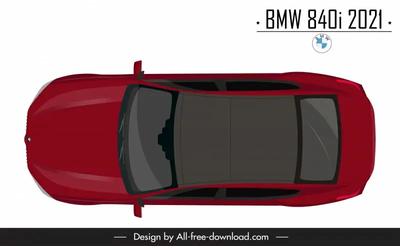 bmw 840i 2021 car model advertising template flat modern symmetric top view outline 