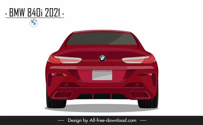 bmw 840i 2021 car model advertising template modern symmetric back view design 