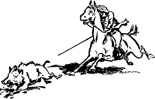 Boar Hunt Cowboy Horse clip art