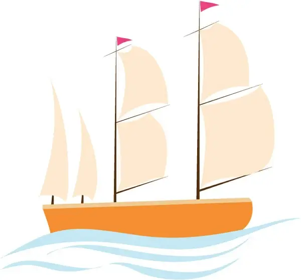 sailing boat vector illustration with cartoon style