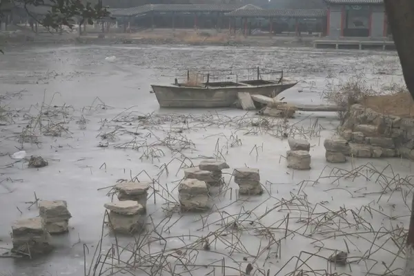 boat frozen in ice
