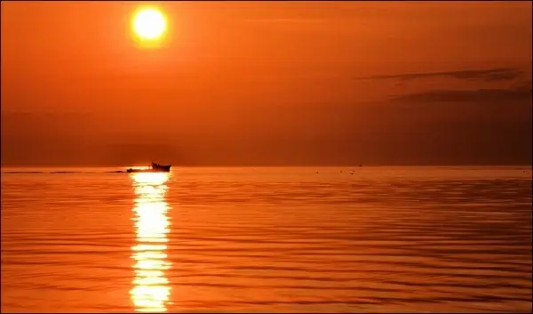 boat sun sunset
