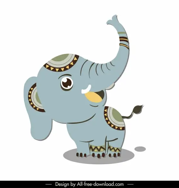 boho elephant icon cute cartoon character
