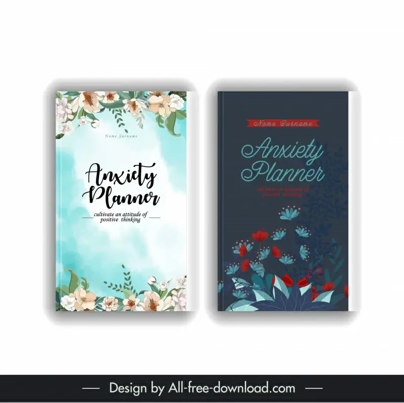 book covers anxiety planner template elegant flowers decor