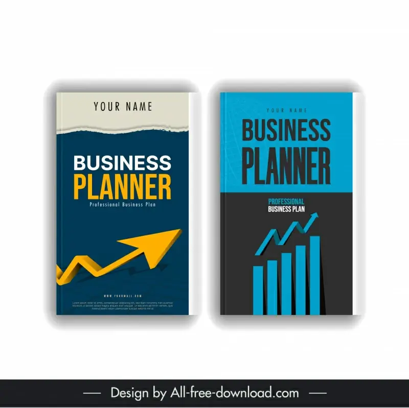book covers business planner template 3d arrow chart